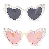 ADE WU Heart Sunglasses Kids Pearl Heart Shaped Sunglasses for Girls Age 3-8