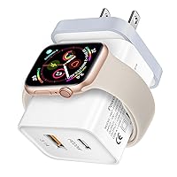 iSeekerKit for Apple Watch Charger, 20W Fast Charging Block, Portable USB C Wall Charger Power Adapter, Dual Port PD Travel Plug Compatible with iWatch, iPhone, Samsung, Android,Tablet