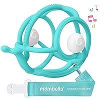 Mombella Teething Toys 6-12 Months, 2 in 1 Snail Baby Teether & Rattle Toys 3-6 Months, Silicone Infant Teethers for Babies 12-18 Months, Newborn Sensory Teething Toys, BPA Free Baby Chew Toy, Teal