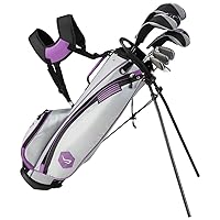 Junior Packaged Golf Sets Ages 9-12 Drvr/Fwy/Hyb/3Irns/Putter/Bag Graphite Purple/Grey Right