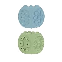 Nuby Silicone Block Poppers - (2-Pack) Interactive Baby Block Toy for Babies 10+ Months - Blue and Green