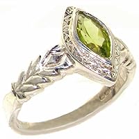 925 Sterling Silver Real Genuine Peridot Womens Band Ring