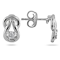 1/8 Carat TW Diamond Love Knot Earrings in 10K White Gold