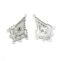 Jewelry Making Charms Antique Silver Tone Color Jewellery Charme Findingss Bulk Wholesale Suppliers Arts Crafts C4FZ1 Rhombus Ear Drop Connector