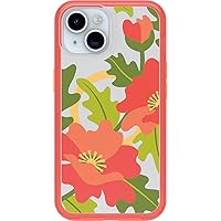 OtterBox iPhone 15, iPhone 14, and iPhone 13 Symmetry Series Clear Case - Quilted Poppies (Red), Snaps to MagSafe, Ultra-Sleek, Raised Edges Protect Camera & Screen
