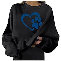 Women's Heart Print Graphic Sweatshirt Crewneck No Hood Pullover Shirt Workout Sweatshirts Lightweight Fall Clothes