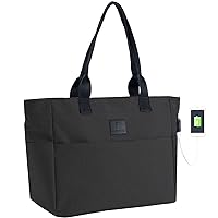 Large Laptop Tote Bag For Women Work Fits 15.6''-17'' Shoulder Bag USB Teacher Bags With Many Pockets，Black