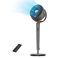 Dreo Fan for Bedroom, 120°+120° Oscillating Standing Fan, DC Motor, 80ft Air Circulator for Whole Room, 8 Speeds, 3 modes, Quiet Pedestal Fans, 23dB, Adjustable Height, Remote Control, 8H Timer