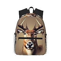 Deer Head Printing Unisex Backpack Double Shoulder Daypack,Lightweight Bag Casual Bag Travel Rucksack