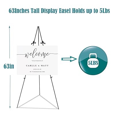 JIUYE 63 Instant Easels Stand for Wedding Sign & Posters,Adjustable Metal Easels for Display Painting Canvas,Folding Tripod with Portable Bag by
