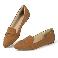 MUSSHOE Flats Shoes Women Dressy Pointed Toe Slip on Microfiber Comfortable Women's Flats Ballet Flats for Women