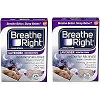 Breathe Right Calming Lavender Scented Drug-Free Nasal Strips for Nasal Congestion Relief - 2 Packages (26 count)
