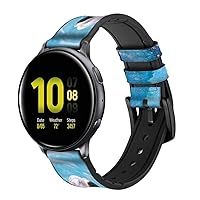 CA0160 Dolphin Leather & Silicone Smart Watch Band Strap for Samsung Galaxy Watch, Watch3 Active, Active2, Gear Sport, Gear S2 Classic Size (20mm)