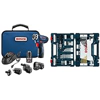 Bosch GSR12V-140FCB22 Cordless Electric Screwdriver 12V Kit - 5-In-1 Multi-Head Power Drill Set and 91-Piece Drilling and Driving Mixed Set MS4091