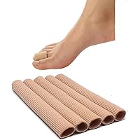 Cuttable Toe Tubes Sleeves 5 Pack, Made of Elastic Fabric Lined with Silicone Gel. Toe Sleeve Protectors Relief Toe Pressure Pain, Corn and Calluses Remover