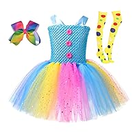 New Halloween Cosplay Clown Costumes,Sparkling Colorful Mesh Puffy Tutu Skirts,Little Fairy Stage Performance Dresses.