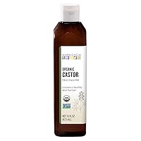 Aura Cacia Organic Castor Oil, 16 fl. oz., Skin Care, Hair Care, Massage, Moisturizes Skin, Creates Healthy Skin Barrier