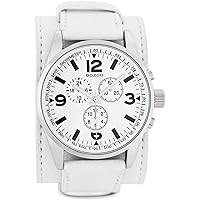 Oozoo XL Watch with Leather Strap Special Item Outlets Sale Remaining Stock Outlet at Reduced Price Variant 1, C6125 - White/White, Strap.