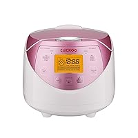 CR-0631F | 6-Cup (Uncooked) Micom Rice Cooker | 8 Menu Options: White Rice, Brown Rice & More, Nonstick Inner Pot, Made in Korea | White/Pink