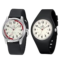 SIBOSUN Nurse Watch for Men Women Silicone Analog Quartz Jelly Watch with Second Hand Luminous Watch for Women Wrist Watch Simple Casual Watch Easy to Read Waterproof Watches Deep Black