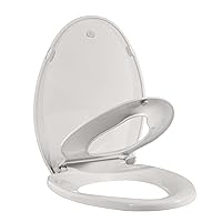 Toilet Seat, Elongated Toilet Seat with Toddler Seat Built in, Potty Training Toilet Seat Elongated Fits Both Adult and Child, with Slow Close and Magnets- Elongated Biscuit