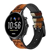 CA0179 Beautiful Brown Horse Leather Smart Watch Band Strap for Fossil Hybrid Smartwatch Nate, Hybrid HR Latitude, Hybrid Smartwatch Machine Size (24mm)