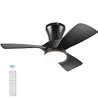 LEDIARY Flush Mount Ceiling Fan with Lights Remote Control, 30