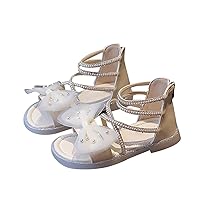 Sandals 12 Girls Kids Baby Girls Sandals Pearl Rhinestone Bow Princess Shoes Summer Roman Shoes Cute Heels for Kids