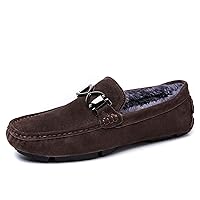 Mens Metal Buckle Suede Leather Penny Driving Moccasins