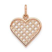 10k Rose Gold Love Heart Charm Pendant Necklace Jewelry for Women