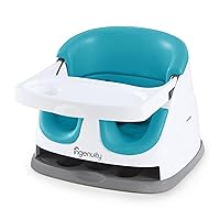 Ingenuity Baby Base 2-in-1 Booster Feeding and Floor Seat with Self-Storing Tray - Peacock Blue
