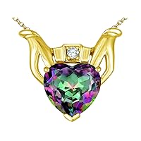 Solid 14k Gold Claddagh Love Pendant Necklace with 8mm Heart