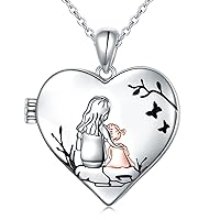 Ladytree Picture Photo Locket Necklace Sterling Silver Love Heart Keepsake Hold Photos Pictures Locket Memory Pendant Necklace Gifts for Women Mother Sisters