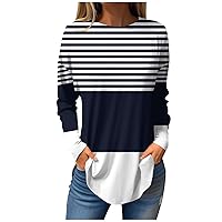 Women Long Sleeve Tee Shirts Crew Neck Loose Fit Sweatshirts 2023 Casual Going Out Tunic Tops