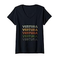Womens Love Heart Ventura Tee Grunge/Vintage Style Black Ventura V-Neck T-Shirt