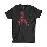 Threadrock Men's Red Plaid Reindeer T-Shirt