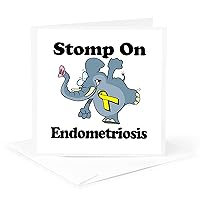 Greeting Card - Elephant Stomp On Endometriosis Awareness Ribbon Cause Design - Cause Awareness Ribbon Designs
