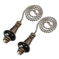 sourcing map Ceramic Black Pendant 12 Inch Antique Brass Finish Pull Chain for Lighting Fans Pack of 2