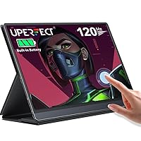 UPERFECT Battery Portable Monitor 120Hz Touchscreen, Upgraded 15.6 Inch IPS HDR 1920X1080 FHD USB C Monitor Built-in 10800mAh Battery & Quad Speaker, Eye Care with HDMI USB Type-C Smart Case