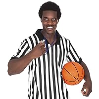 Crown Sporting Goods Men's Official Black & White Stripe Referee / Umpire Jersey – Pro-style Ref Uniform, Great for Basketball, Football, & Soccer