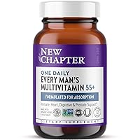 New Chapter Men's Multivitamin 50 Plus for Brain, Heart, Digestive, Prostate & Immune Support with 20+ Nutrients + Astaxanthin - Every Man's One Daily 55+, Gentle on The Stomach - 72 ct