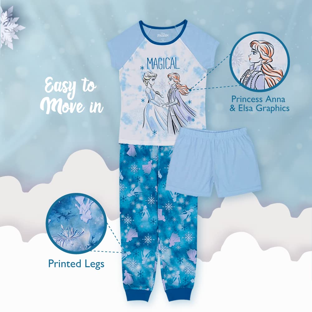 Disney Girls' Descendants Frozen | Princess | Minnie Mouse 3-Piece Loose-fit Pajamas Set