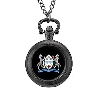 Coat of Arms of Botswana Classic Quartz Pocket Watch with Chain Arabic Numerals Scale Watch