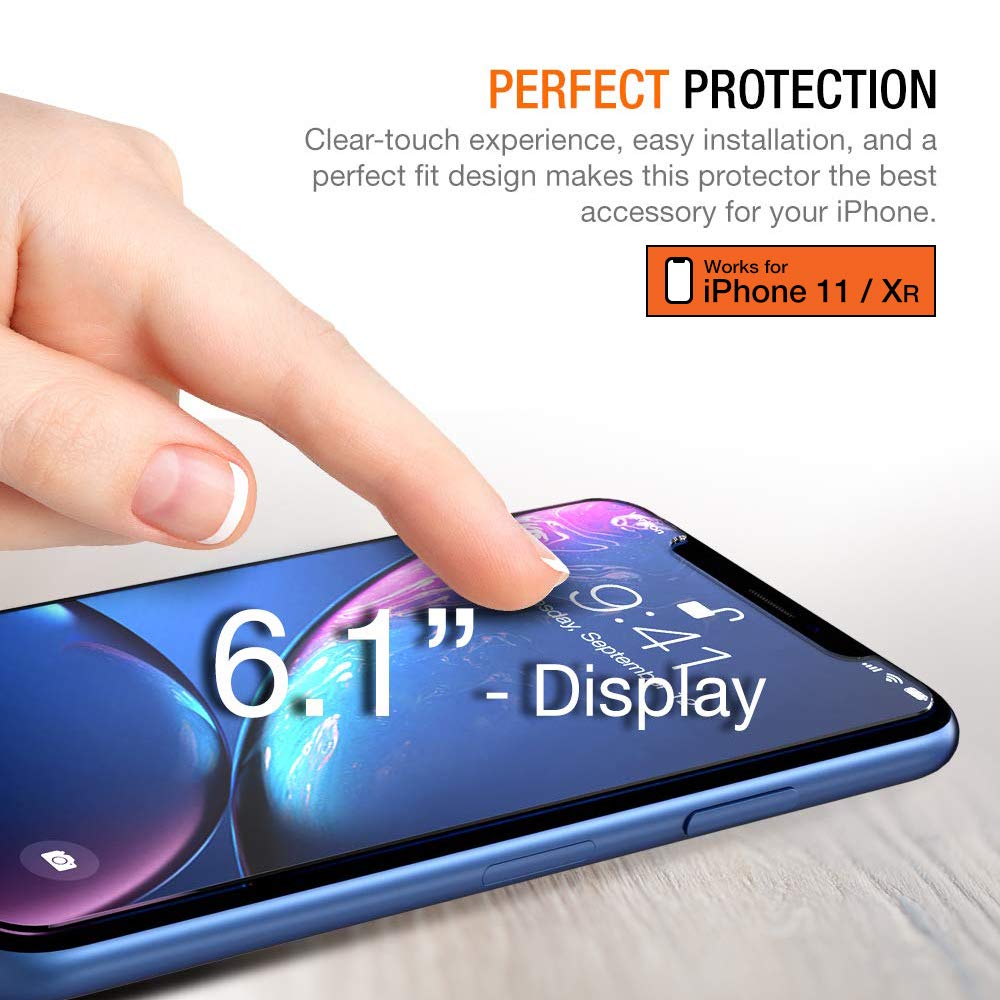 Trianium Tempered Glass Screen Protector Designed for Apple iPhone 11 (2019) / iPhone XR (2018), 3 Pack HD 0.25mm Glass 9H Film (w/Alignment Case Tool included)
