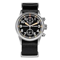 San Martin Men Chronograph Watches Vintage Military Pilot Quartz Wristwatch 37mm Bead Blasted Case Waterproof Watch