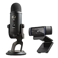 Logitech C920x HD Pro Webcam, Full HD 1080p/30fps - Black w/Blue Yeti USB Microphone - Blackout