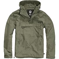 Individual Wear Men's Windbreaker Fall Jacket, with 100% Polyester, Water & Wind Resistant, and Zip Pockets, Olive - Large
