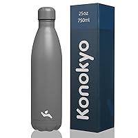 Insulated Water Bottles,25oz Double Wall Stainless Steel Vacumm Metal Flask for Sports Travel,Gray