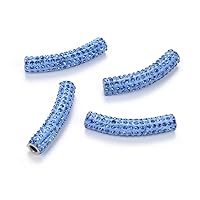 10pcs Adabele Grade A Suncatcher Crystal Rhinestone Pave Curved Tube Connector 35mm Light Sapphire Blue Polymer Clay Loose Bead (Large Hole -4mm) for Jewelry Making DBT-A14