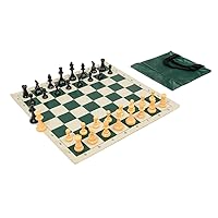Quality Starter Chess Set Combo - Forest Green Chess Board & Bag